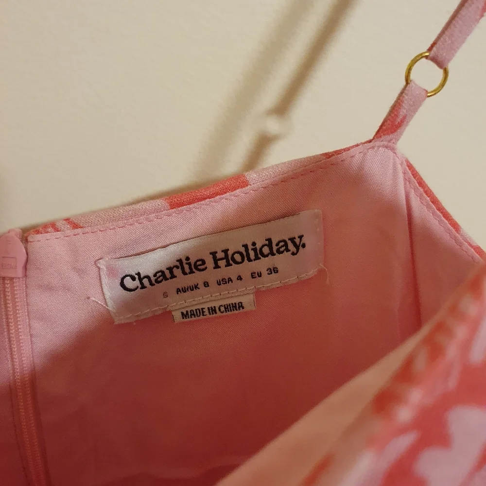 Charlie holiday floral linen blend mini summer dress sz 8 - Picture 4 of 5